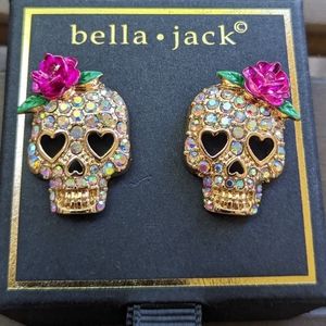 Bella Jack Sugar Skull Earrings Rhinestone Glow in the dark